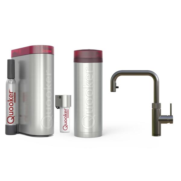 Quooker Flex Square | Reservoirs PRO3 | CUBE & Filter | Gunmetal | sofort-Kochend-Wasserhahn